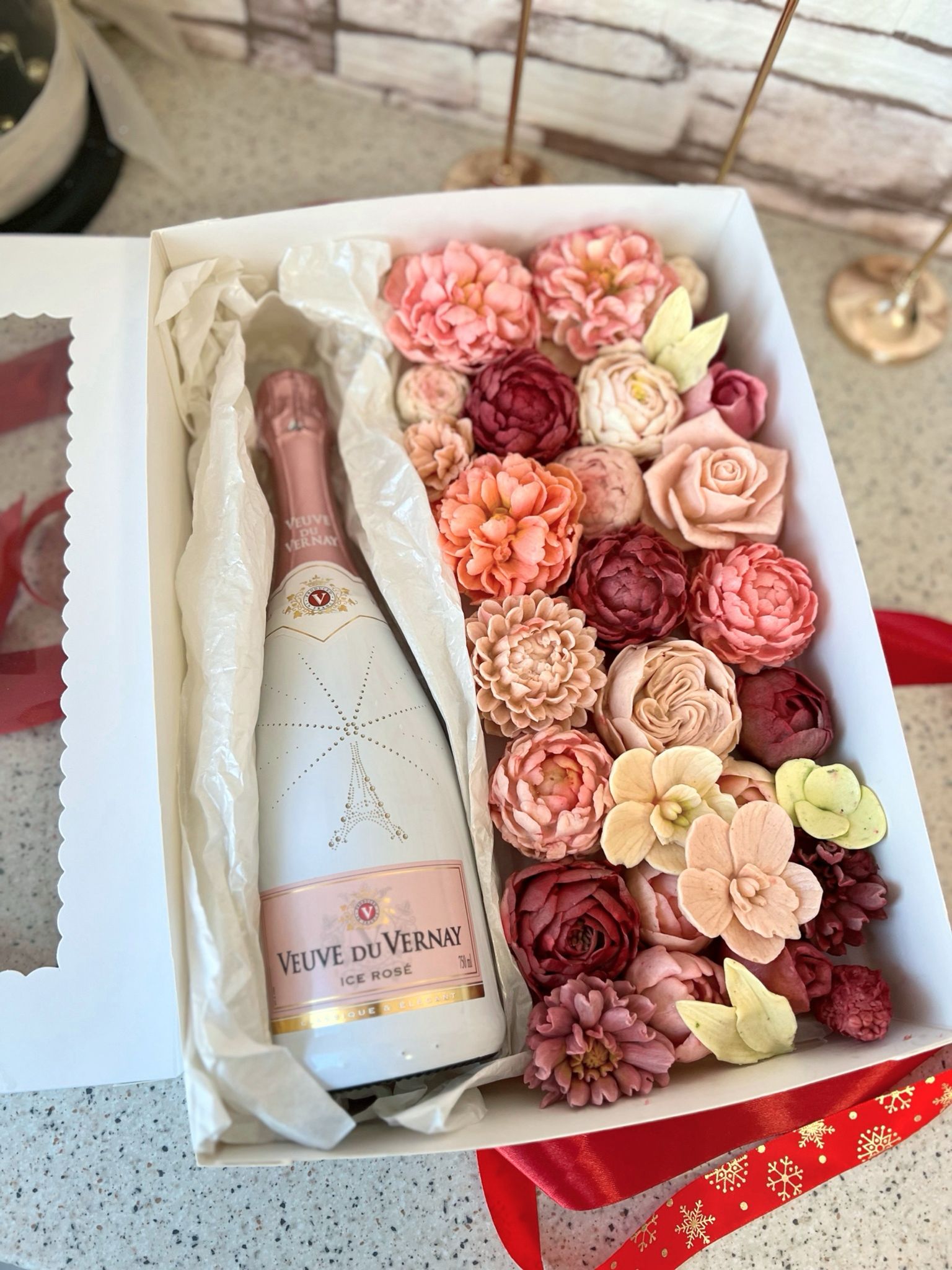 Golden Toast Bloom Box cu prosecco